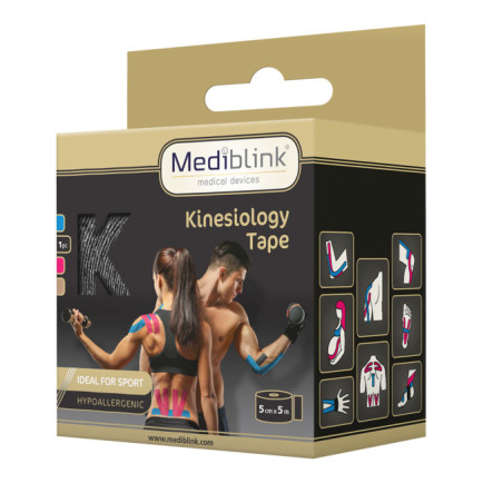 MEDIBLINK Kineziološki trak 5 cm x 5 m črn M130